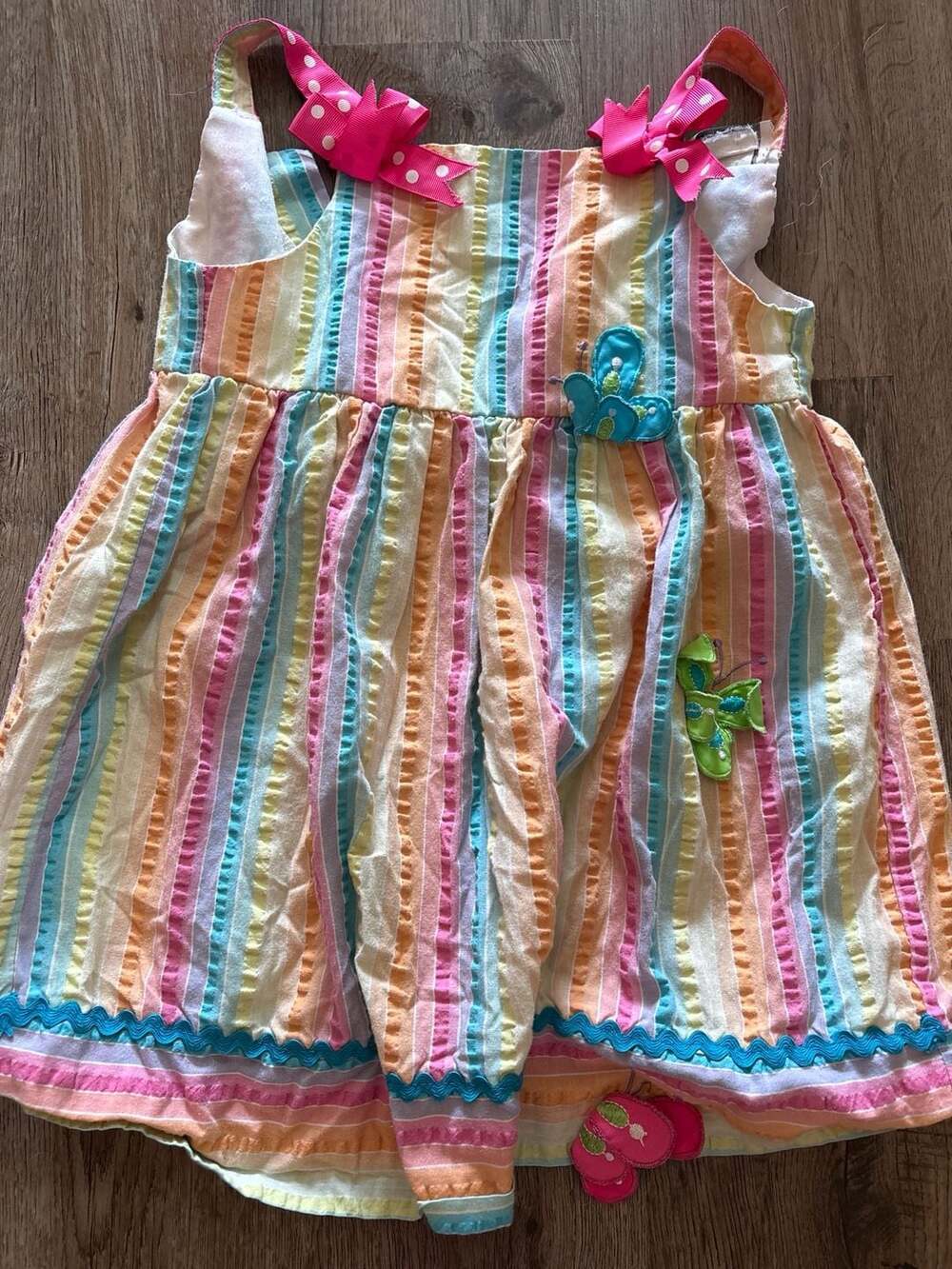 Rare Too! Girls Striped Butterfly Dress Size 4T